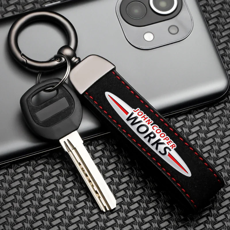 Leather Work For Car - Chaveiro de Couro Suede com Logo