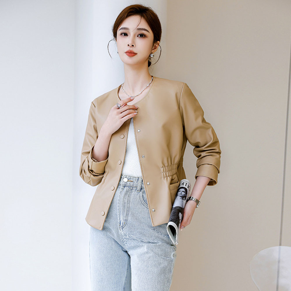 Leather Work Jacket Women'S - Escritório jaqueta de couro falso das
