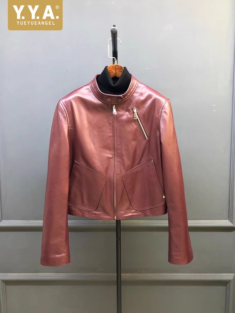 Leather Work Jacket Women'S - Jaqueta Curta Retro Feminina de Primavera