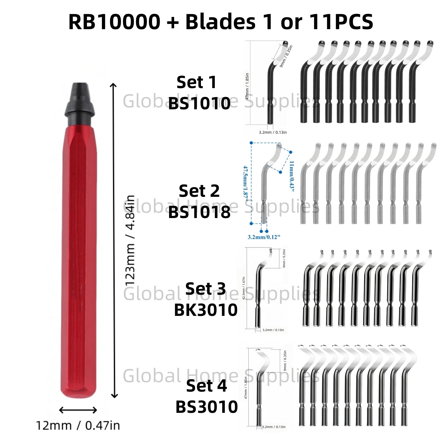Swivel Knife Tool - Conjunto de ferramentas de rebarbação rb1000