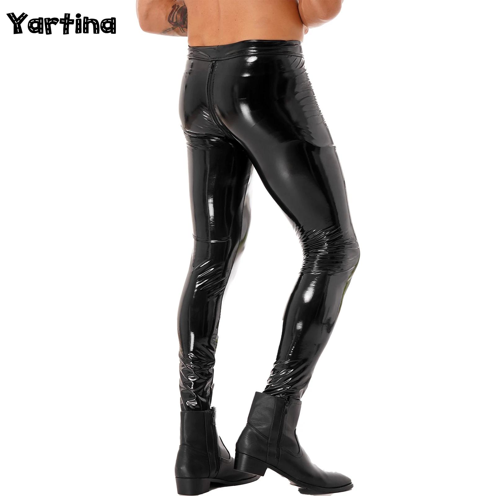 Leather Work Pants - Calças de virilha com zíper bidirecional