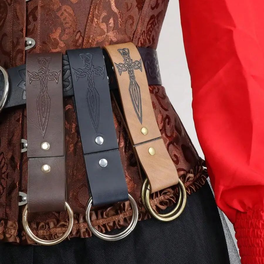 Leatherwork Rings - Mulheres medievais caminhadas saia plissada com