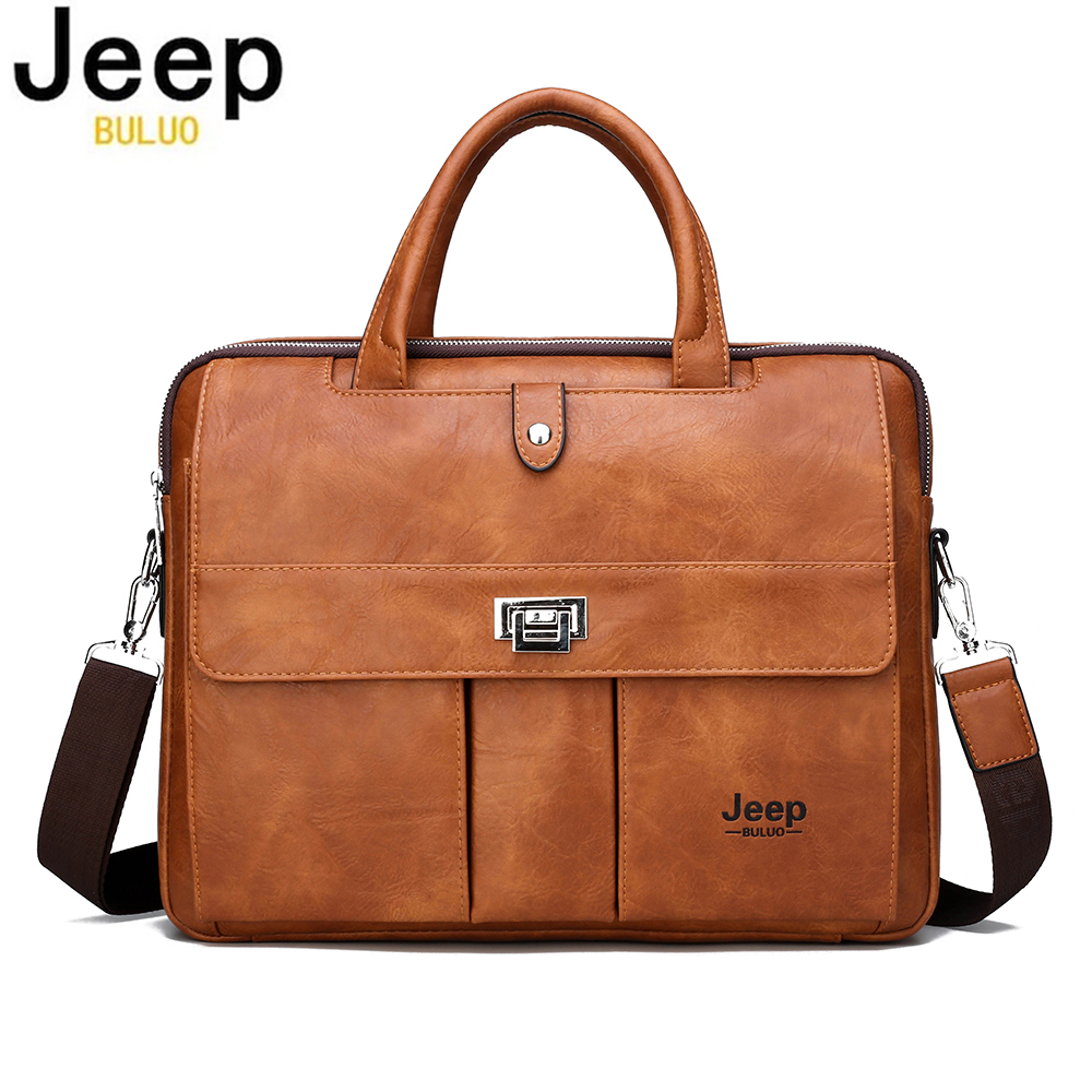 Leather Work Bag Laptop - Bolsa de Couro Masculina Jeep Buluo