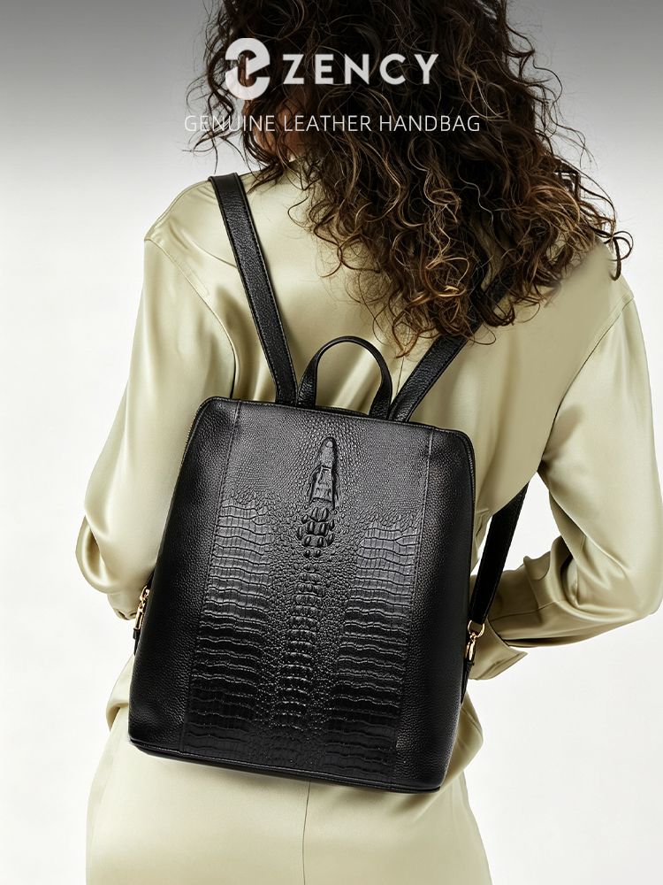 Leather Work Bag Laptop - Mochila Feminina Zency de Couro de