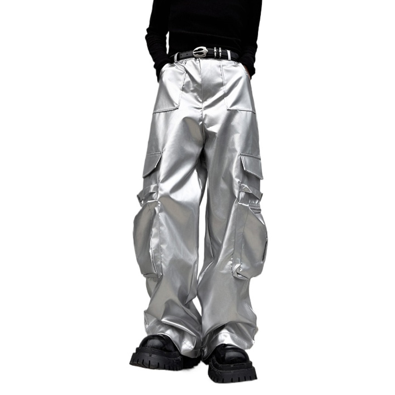 Calça de couro prateada mascul - Leather Work Pants avaliação e preço