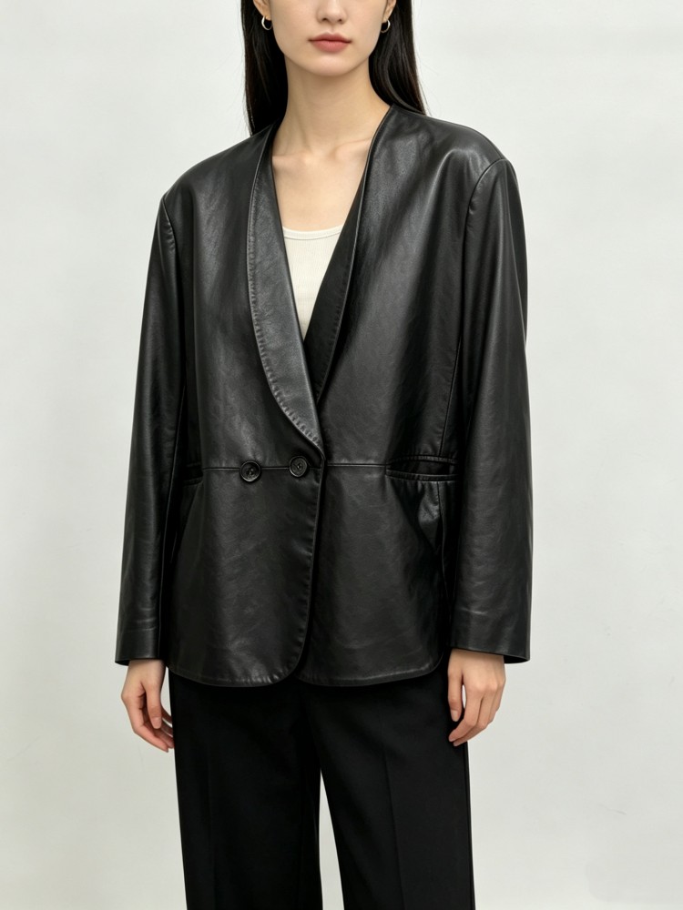 Blazer Feminino de Couro Genuí - Leather Work Jacket Women'S avaliação e preço