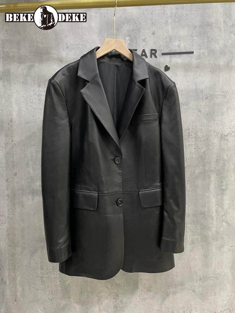 Blazer Feminino de Couro Genuí - Leather Work Jacket Women'S avaliação e preço