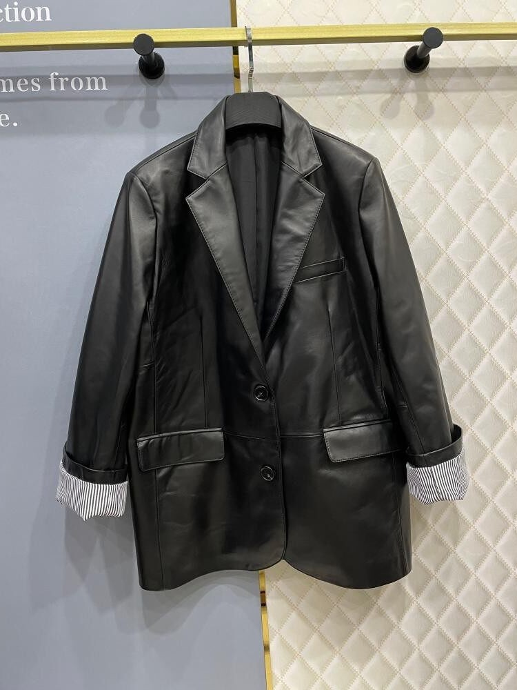 Blazer Feminino de Couro Genuí - Leather Work Jacket Women'S avaliação e preço