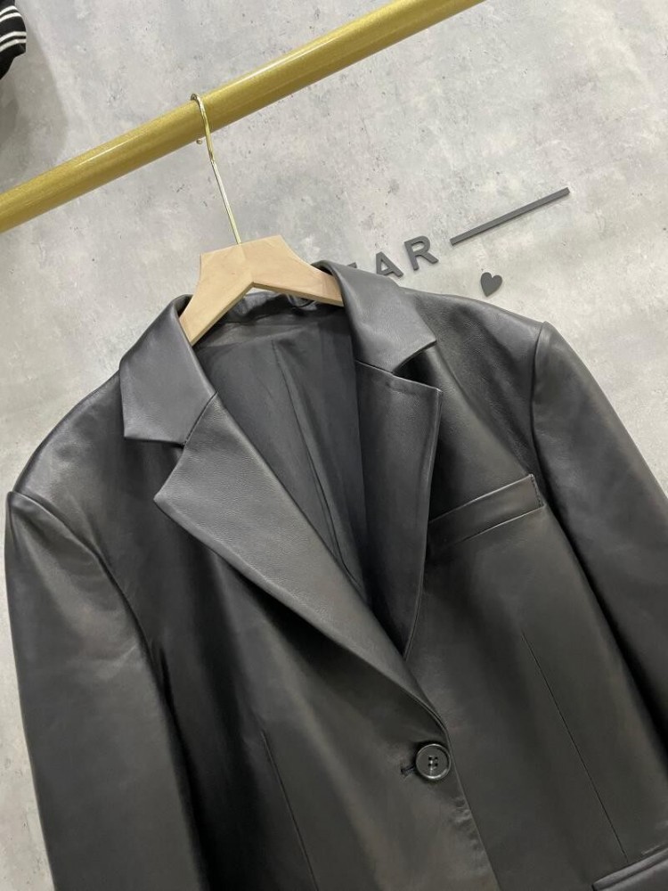 Blazer Feminino de Couro Genuí - Leather Work Jacket Women'S avaliação e preço