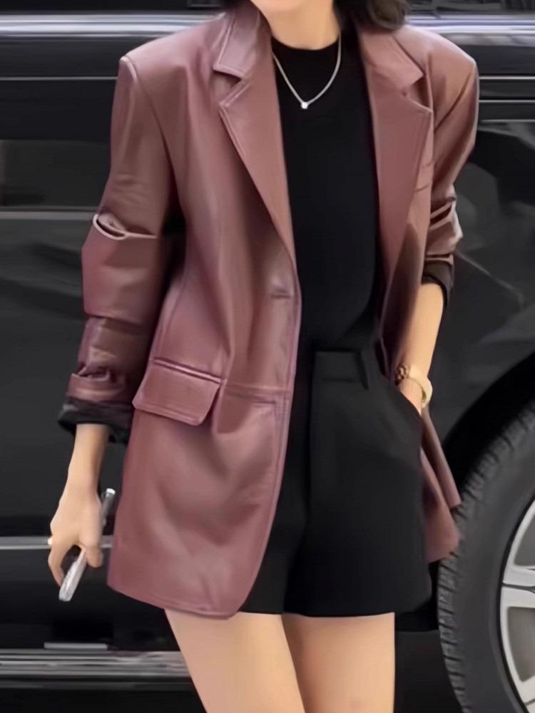 Outono escritório senhoras tra - Leather Work Jacket Women'S avaliação e preço