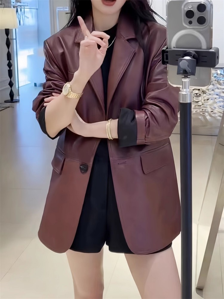 Outono escritório senhoras tra - Leather Work Jacket Women'S avaliação e preço