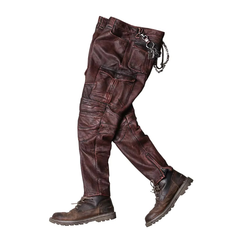 2022 do vintage brown calças d - Leather Work Pants avaliação e preço