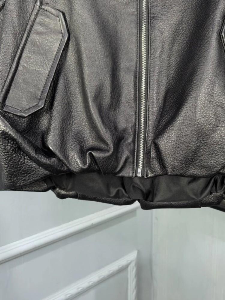 Moda outono natural pele de ca - Leather Work Jacket Women'S avaliação e preço