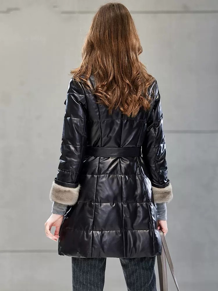 Senhoras elegantes gola de pel - Leather Work Jacket Women'S avaliação e preço