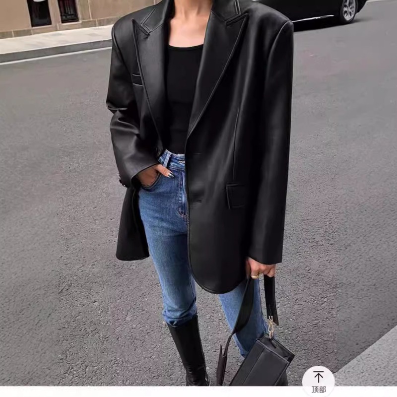 Outono inverno couro do plutôn - Leather Work Jacket Women'S avaliação e preço