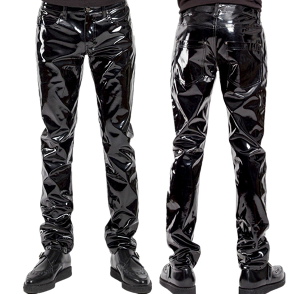 Calças de látex de pvc brilhan - Leather Work Pants avaliação e preço