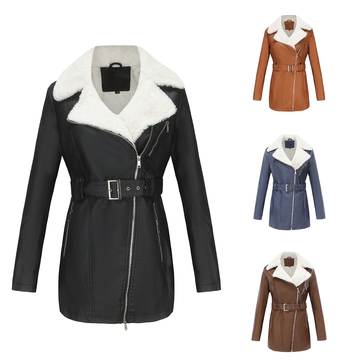 Casaco de couro PU falso com c - Leather Work Jacket Women'S avaliação e preço